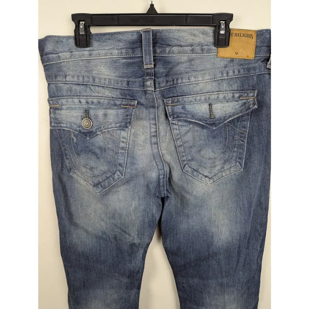 True Religion Ricky Relaxed Straight Blue Jeans‎ 36x34